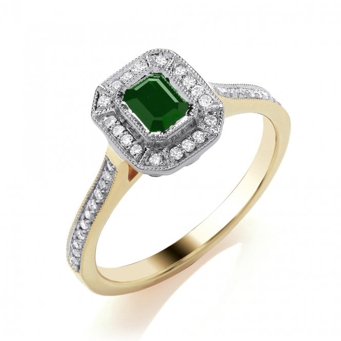 Lowry Diamonds 18ct Emerald & Diamond Cluster Ring 0.14ct Emerald 1.01ct