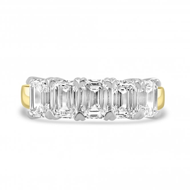 Lowry Diamonds 18ct / Plat 5 Stone Lab Grown Emerald Cut Diamond Ring Certified 3.6ct D VS1