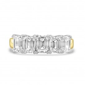 18ct / Plat 5 Stone Lab Grown Emerald Cut Diamond Ring Certified 3.6ct D VS1