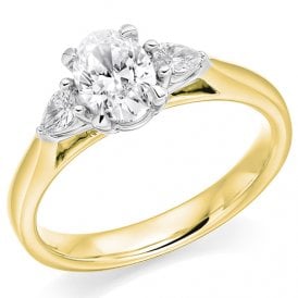 18ct / Plat Lab Grown Diamond 3 Stone Ring 3.01ct E VS1 Certified (Centre 2.54ct)
