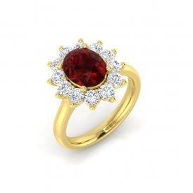 18ct Ruby & Diamond Cluster Ring Diamond 0.94ct / Ruby 2.05ct