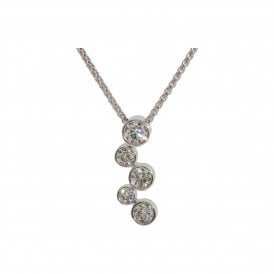 18ct Wg Diamond bubble Pendant & Chain 0.38ct
