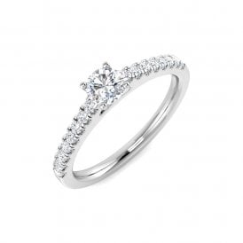 18ct White Gold Dia Solitaire Ring .42ct
