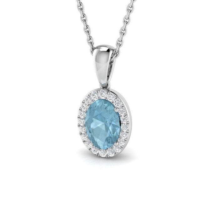 Lowry Diamonds 18ct White Gold Diamond & Aqua Pendant