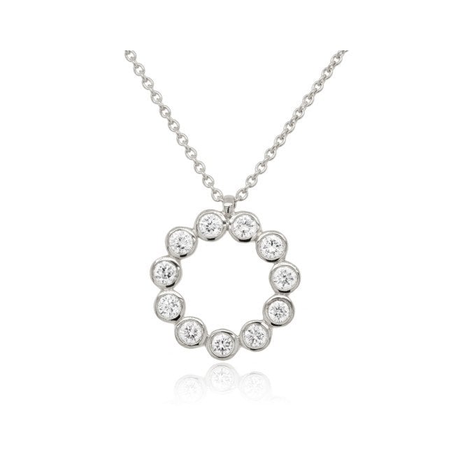 Lowry Gold 18ct White Gold Diamond Circle Pendant & Chain 0.33ct