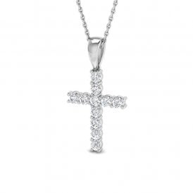 18ct White Gold Diamond Cross & Chain 0.49CT