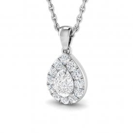 18ct White Gold Diamond Fancy Pendant & Chain 0.29ct