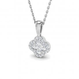 18ct White Gold Diamond Fancy Pendant & Chain 0.33ct
