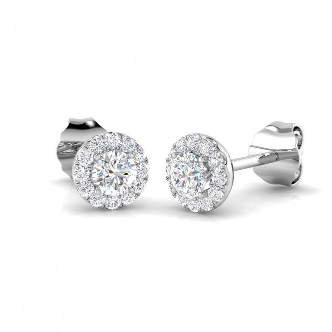 Lowry Diamonds 18ct White Gold Diamond Halo Stud Earrings 0.33ct