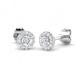 18ct White Gold Diamond Halo Stud Earrings 0.33ct