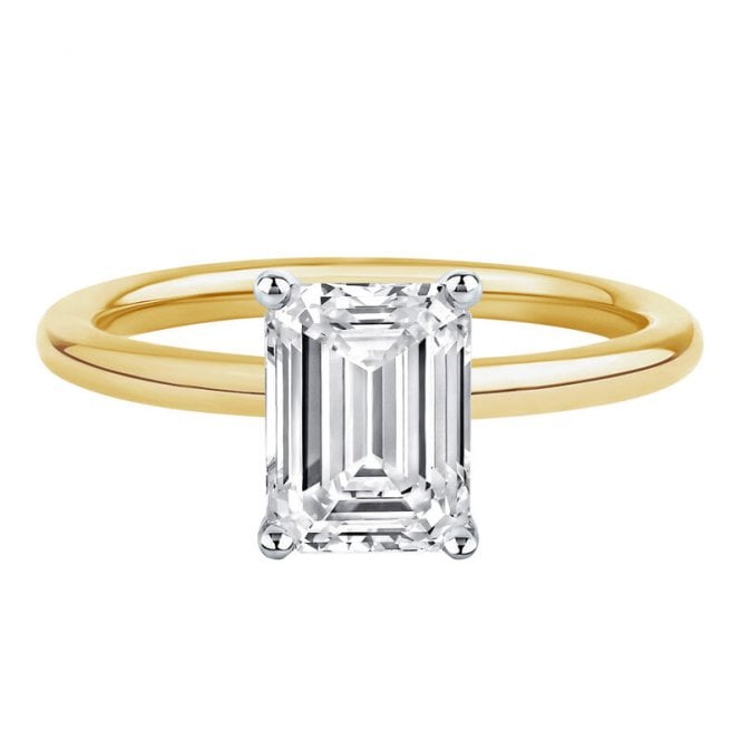 Lowry Diamonds 18ct Yellow Gold Lab Diamond Grown Emerald Cut Ring 2.57 E VVS