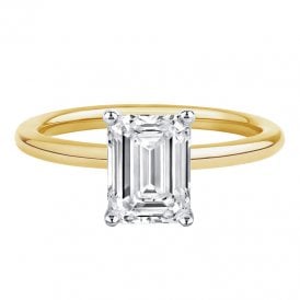 18ct Yellow Gold Lab Diamond Grown Emerald Cut Ring 2.57 E VVS