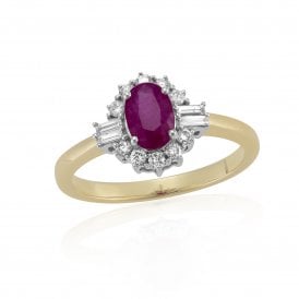 9cr Ruby & Diamond Cluster Ring