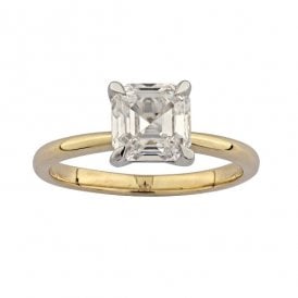 9ct Asscher Cut Lab Grown Diamond Solitaire Ring 2.04ct Certified E/F , VS1