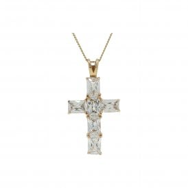 9ct Cz Cross & Chain