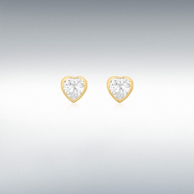 Lowry Gold 9ct CZ Heart Stud Earrings