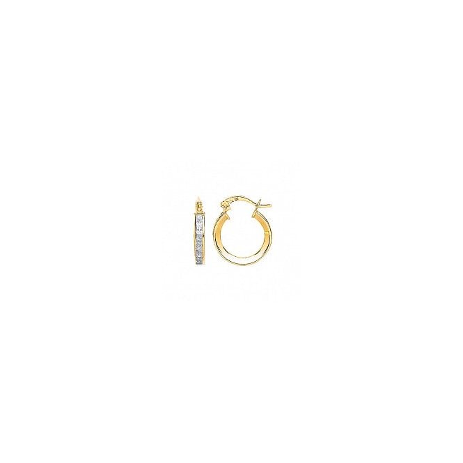 Lowry Gold 9ct CZ Hoop Earrings 15mm