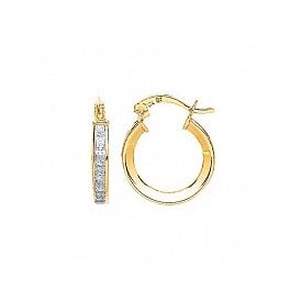 9ct CZ Hoop Earrings 15mm