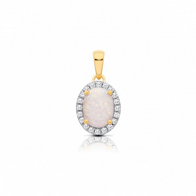 Lowry Gold 9ct CZ & Opal Pendant