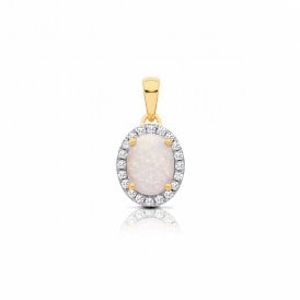 9ct CZ & Opal Pendant