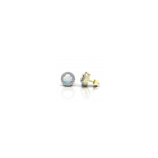 Lowry Gold 9ct CZ Opal Stud Earrings