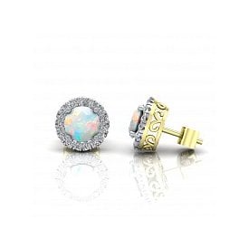 9ct CZ Opal Stud Earrings