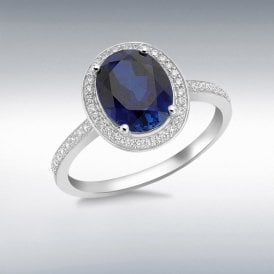 9ct CZ & Sapp Dress Ring