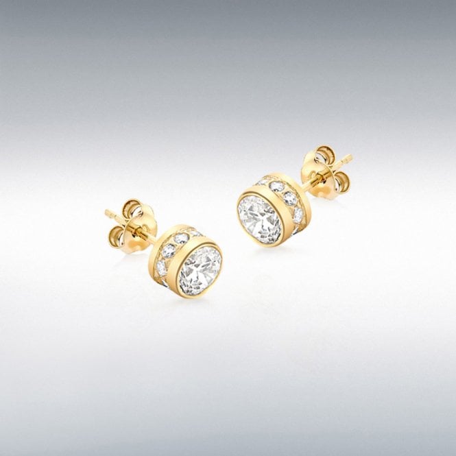 Lowry Gold 9ct CZ Surround CZ Stud Earrings