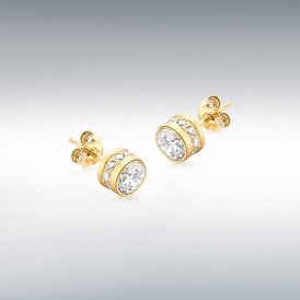 9ct CZ Surround CZ Stud Earrings