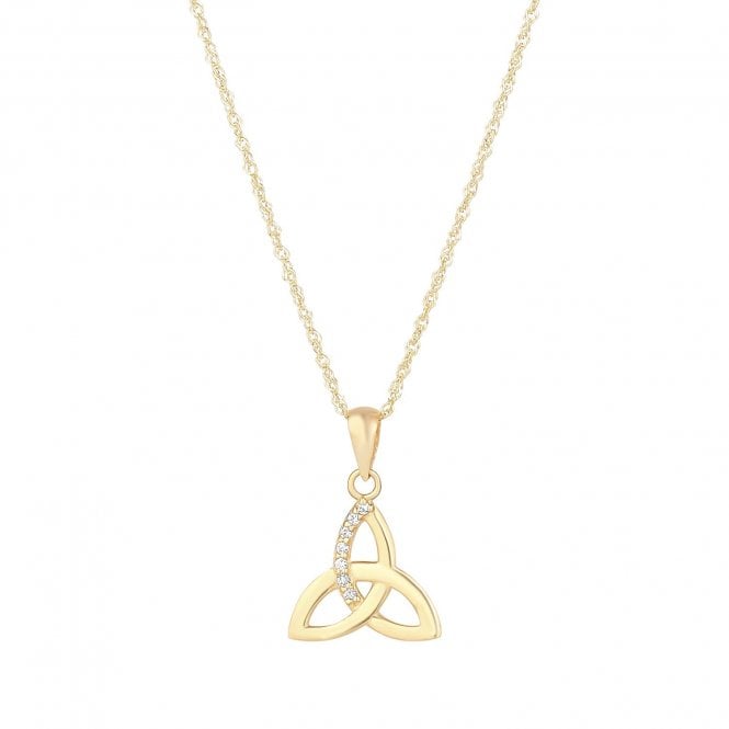 Irish Jewellery 9ct CZ Trinity Knot Necklace