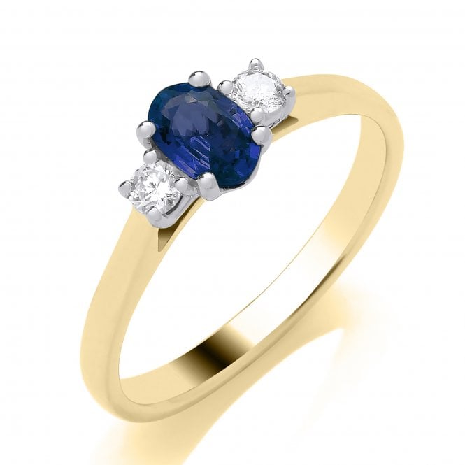 Lowry Diamonds 9ct Diamond & Sapphire 3 Stone Ring