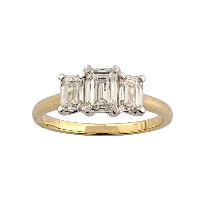 Lowry Diamonds 9ct Emer Cut Lab Grown Diamond 3 Stone Ring 2.00ct Certified E/F , VS1