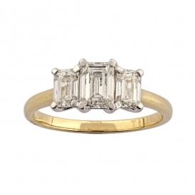 9ct Emer Cut Lab Grown Diamond 3 Stone Ring 2.00ct Certified E/F , VS1