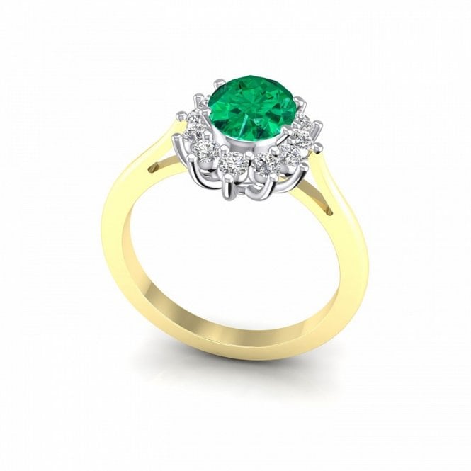 Lowry Gold 9ct Emer & Cz Cluster Ring