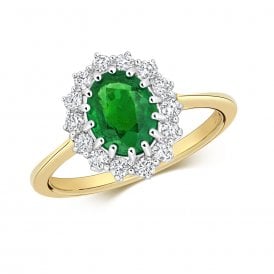 9ct Emerald & Diamond Cluster Ring