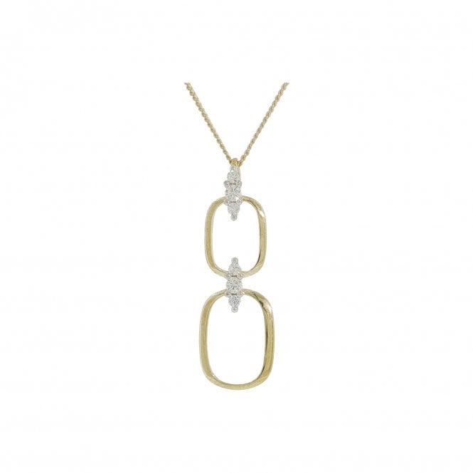 Lowry Gold 9ct Fancy CZ Pendant & Chain