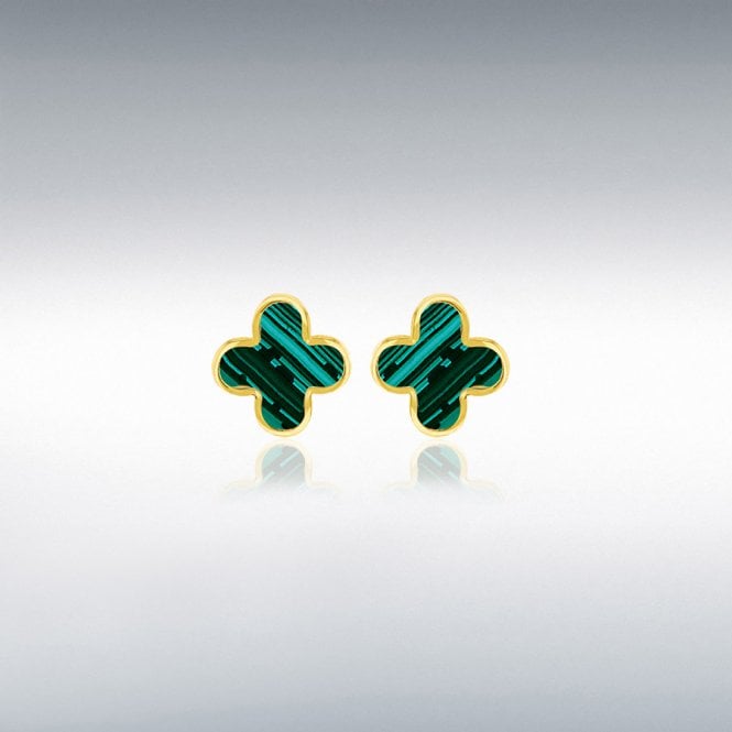 Lowry Gold 9ct Fancy Motif Green Earrings