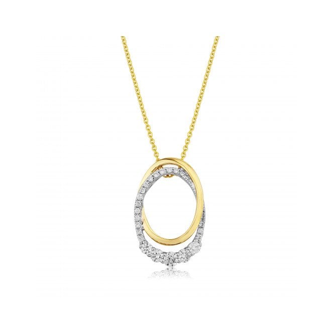 Lowry Gold 9ct Fancy Oval Diamond Pendant & Chain 0.25ct