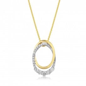 9ct Fancy Oval Diamond Pendant & Chain 0.25ct