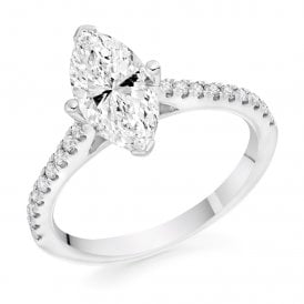 9ct Gold Lab Diamond Marquise Soliatire Ring E VVS 1.75ct