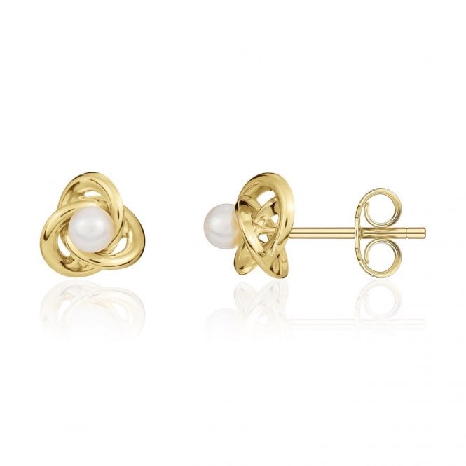 Lowry Gold 9ct Knot Pearl Stud Earrings