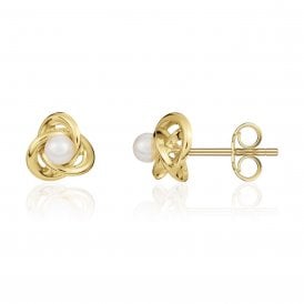 9ct Knot Pearl Stud Earrings
