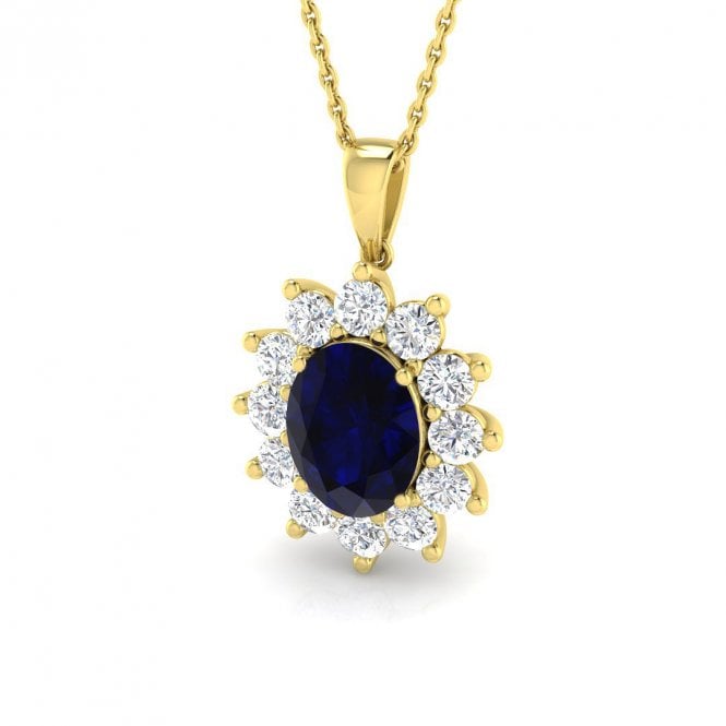 Lowry Diamonds 9ct Lab Diamond & Sapphire Necklace 3.51ct