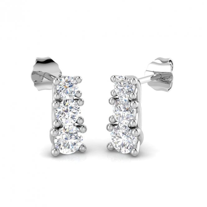 Lowry Diamonds 9ct Lab Grown 3 Stone Diamond Earrings 1.05ct