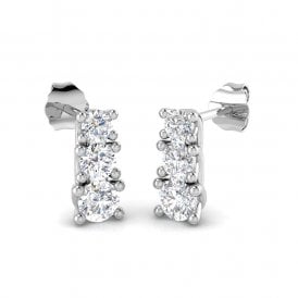9ct Lab Grown 3 Stone Diamond Earrings 1.05ct