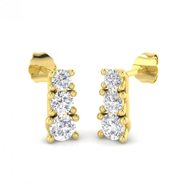 Lowry Diamonds 9ct Lab Grown Diamond 3 Stone Earrings 1.05ct