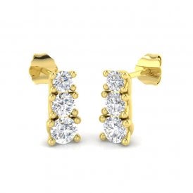 9ct Lab Grown Diamond 3 Stone Earrings 1.05ct