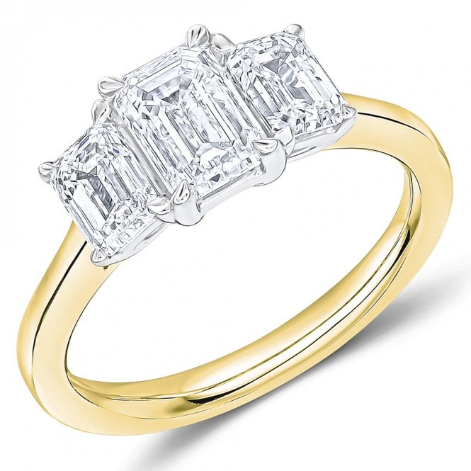 Lowry Diamonds 9ct Lab Grown Diamond 3 Stone Emerald Ring 2.02ct D VVS