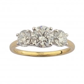 9ct Lab Grown Diamond 3 Stone Ring 2.06ct Certified E/F , VS1