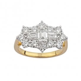 9ct Lab Grown Diamond Boat Cluster Ring 2.10ct Certified E/F , VS1